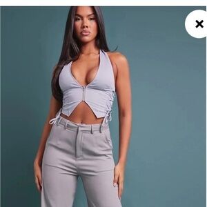 PrettyLittleThing Stylish Gray Halter Top